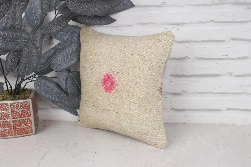 Pillow Cover, Southwestern Cushion, Pillow for Couch, Kilim Cushion Sham, 12x12 Beige Cushion Case, Handwoven Cushion, Interior Designer Pillow - 4