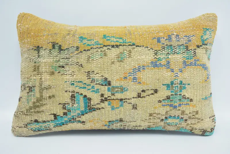 Kilim Pillow, Pillow Cover, Boho Throw Pillow, 12x20 Beige Pillow, Armchair Cushion Cover, Vintage Kilim Throw Pillow, Gift Pillow - 1