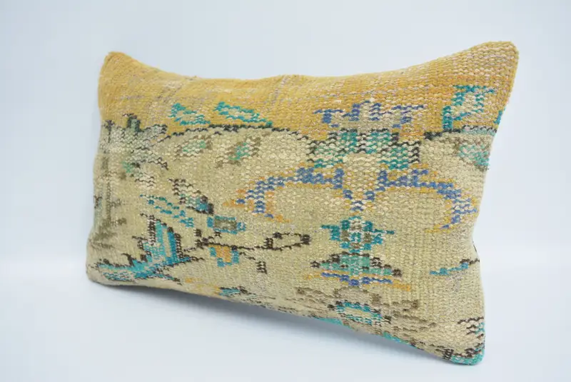Kilim Pillow, Pillow Cover, Boho Throw Pillow, 12x20 Beige Pillow, Armchair Cushion Cover, Vintage Kilim Throw Pillow, Gift Pillow - 4