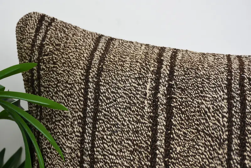 Handwoven Pillow Sham, Kilim Pillow, Pillow, Oriental Pillow Case, Boho Pillow, Interior Designer Pillow, 24x24 Brown Cushion Case - 2
