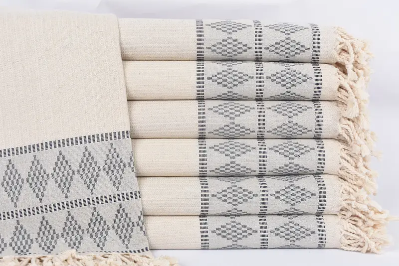 Personalized Turkish Beach Towel Navy Kilim Design, 70x36 Inches