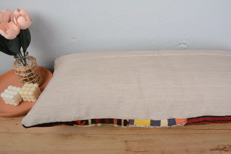 Cushion Cover, Interior Designer Pillow, Antique Pillows, Floor Pillow Cover, Kilim Pillow Cover, 16x36 Beige Pillow, Decorative Throw Pillow - 6