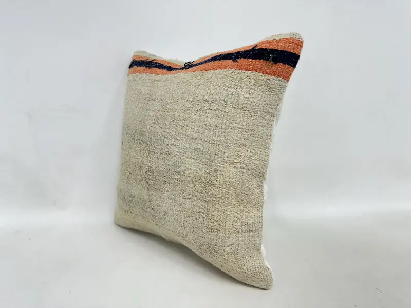 Kilim Rug Cushion, Pillow Case, Patio Cushion, 16x16 Beige Pillow, Boho Pillow Sham Cover, Vintage Kilim Pillow, Throw Kilim Pillow, Neutral Pillow - 4