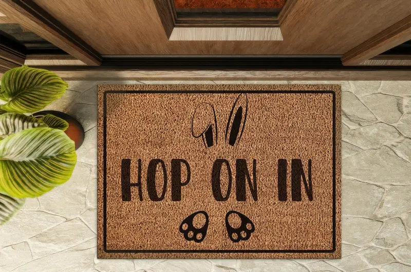 トレンディなプリントラグ: エレガントなウサギのデザインでホップオンイン