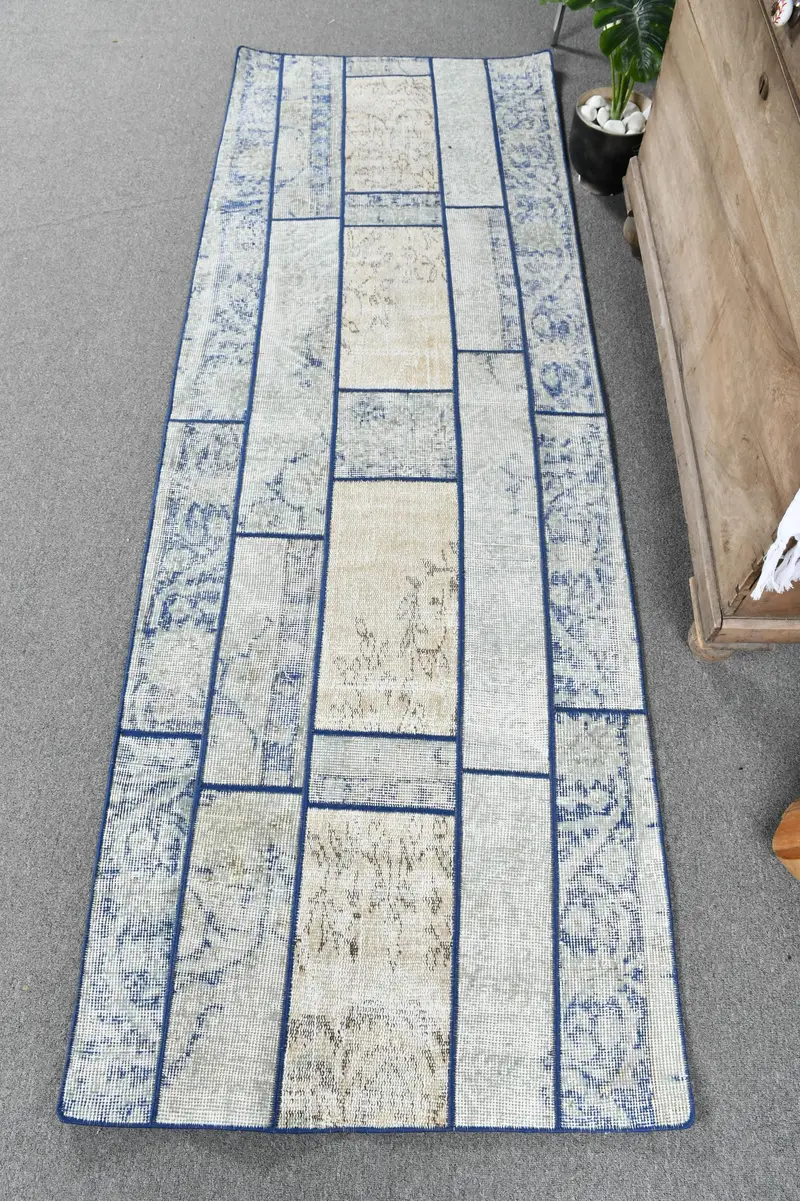 Green, Blue Camouflage Rug, 2,5x7,4 ft Chic Decor