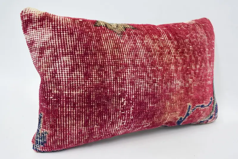 Pillow, Boho Pillow Sham Cover, Vintage Pillow, Bohemian Cushion Pillow Cover, 12x20 Red Cushion Cover, Kilim Cushion Sham - 3
