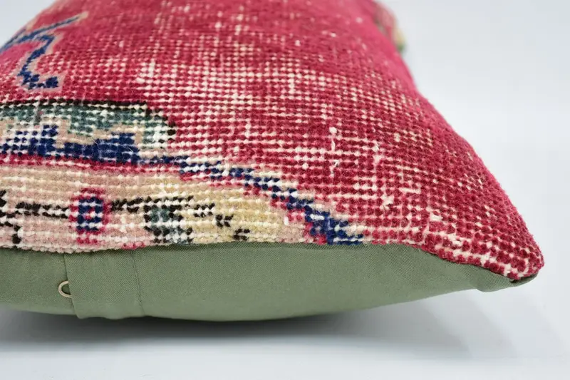 Pillow, Boho Pillow Sham Cover, Vintage Pillow, Bohemian Cushion Pillow Cover, 12x20 Red Cushion Cover, Kilim Cushion Sham - 5