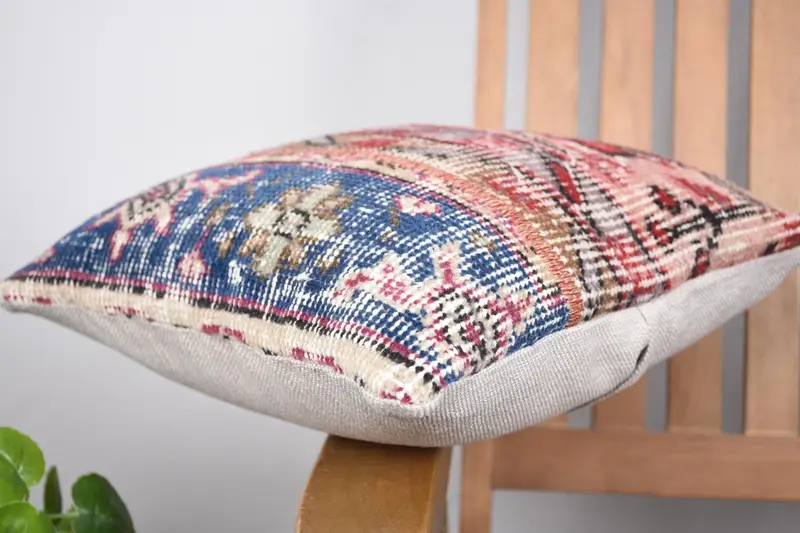 Designer Throw Pillow, Pillow for Couch, Antique Pillows, Kilim Cushion Sham, Bohemian Cushion Cushion Case, Pillow Sham, 14x14 Red Cushion Case - 6