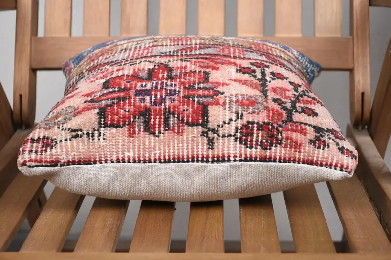 Designer Throw Pillow, Pillow for Couch, Antique Pillows, Kilim Cushion Sham, Bohemian Cushion Cushion Case, Pillow Sham, 14x14 Red Cushion Case - 5
