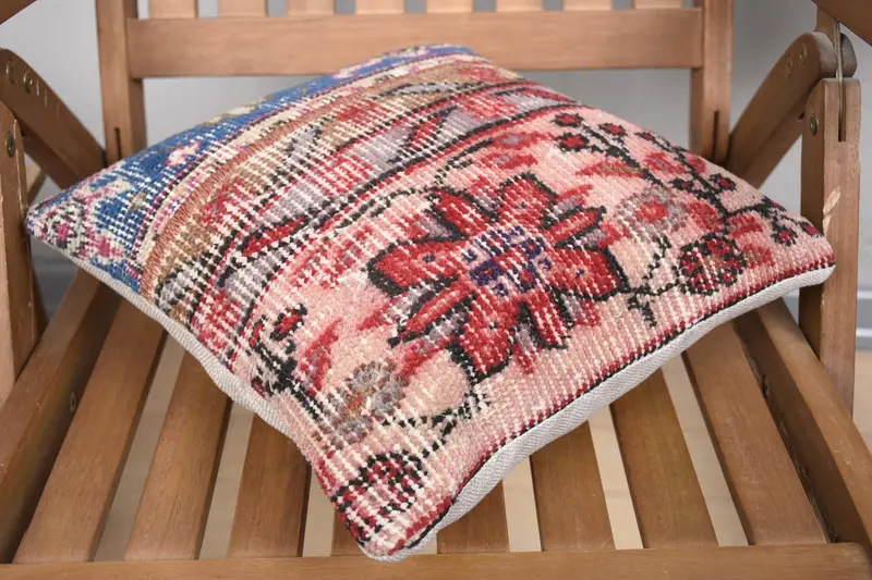 Designer Throw Pillow, Pillow for Couch, Antique Pillows, Kilim Cushion Sham, Bohemian Cushion Cushion Case, Pillow Sham, 14x14 Red Cushion Case - 4