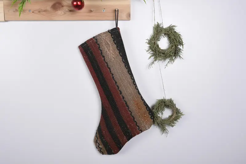 19 inç Noel Süsleri Desenli Çorap, Şenlikli Tatil Çorabı