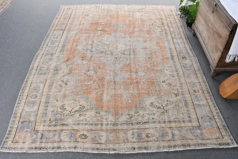 Handmade Orange & Purple Check Rug, 6x0.8 ft