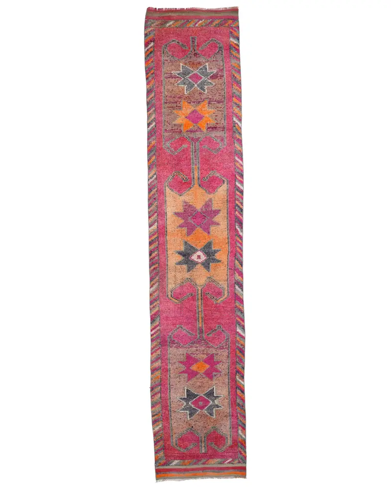 Pembe Güneybatı Halısı, 2,8x14,3 ft Canlı Dekor