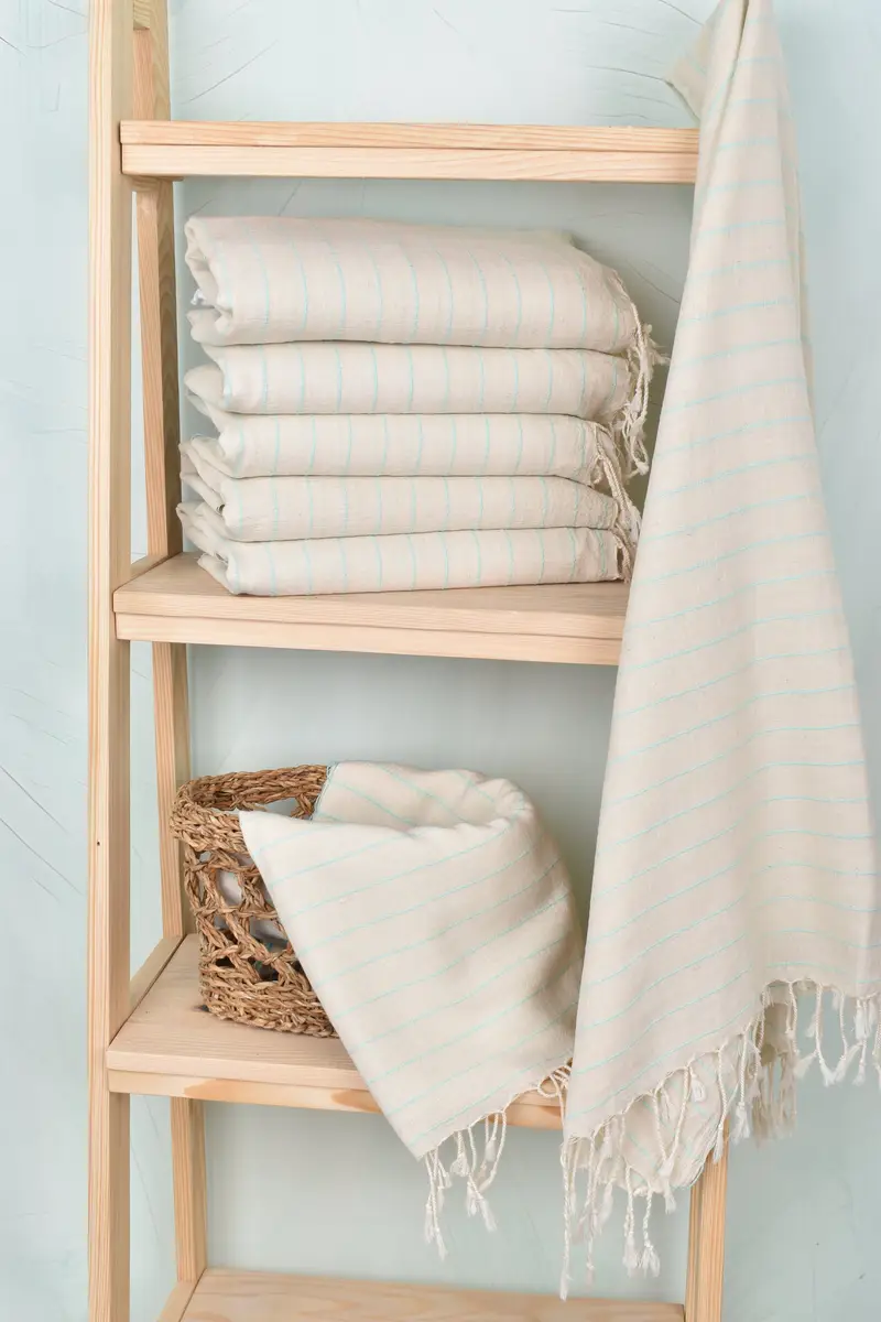 Organic Turkish towel, Gift For Bride, Beach Towel Bulk, 64x38 Linen Striped Towel, Turkish Towel Monogram, Turkish Towel USA, Hammam Towel USA - 3