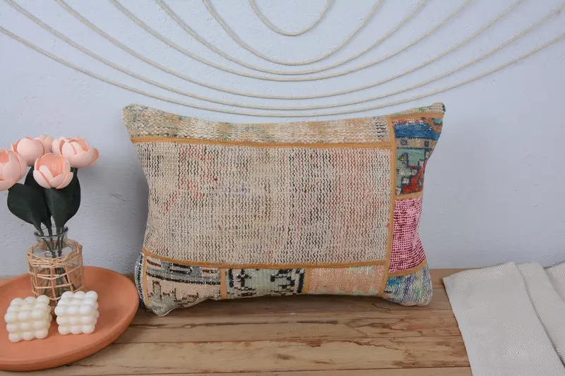 Custom Cushion, Antique Pillows, Boho Pillow, Vintage Pillow, 16x24 Beige Pillow Sham, Shabby Chic Cushion, Cushion Cover, Bolster Cushion Cover - 2