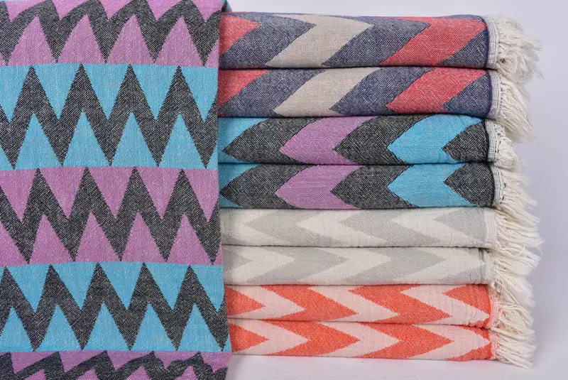 Sand-resistant towel, Bridal Shower Gift, Valentines Day Gift For Him, Bridesmaid Towel, 70x36 Cotton Chevron Towel, Absorbent Turkish towel - 1