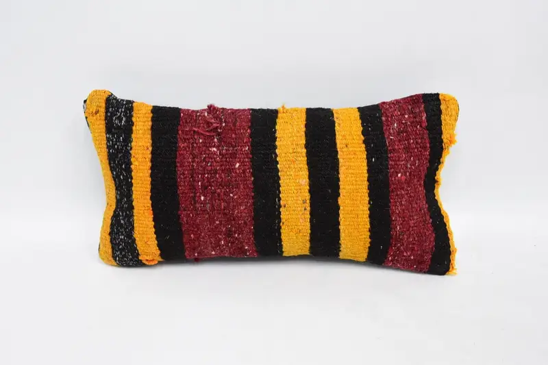 Throw Striped Yellow Euro Sham, Living Room Decorative Gift 8x16 inch Pillow Case - 1