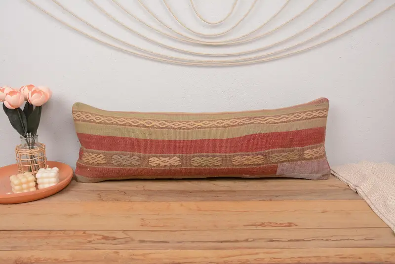 Antique Pillows, Southwestern Cushion Case, Bed Cushion, Pillow Sham, Authentic Pillow Sham, Kilim Pillow Cover, 12x36 Red Pillow Case, Kilim Pillow - 2