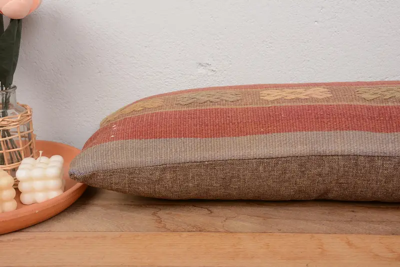 Antique Pillows, Southwestern Cushion Case, Bed Cushion, Pillow Sham, Authentic Pillow Sham, Kilim Pillow Cover, 12x36 Red Pillow Case, Kilim Pillow - 5