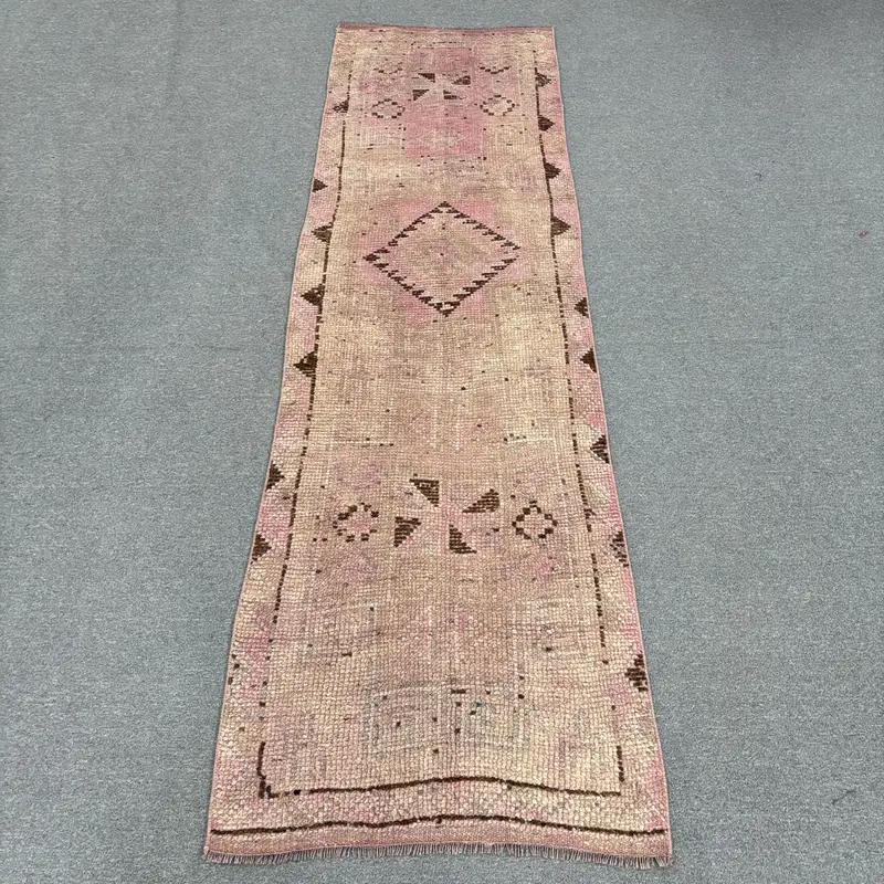 Pembe Hayvan Baskılı Halı, 2,7x9,1 ft Şık Ev Dekoru