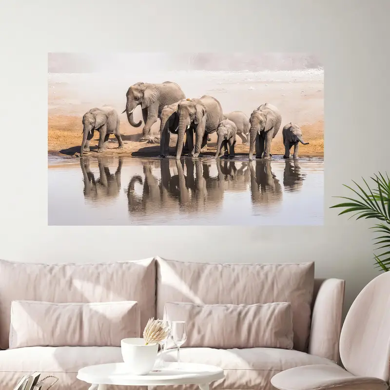 Elephant Safari Wildlife Farmhouse Glass - Printed Elegance