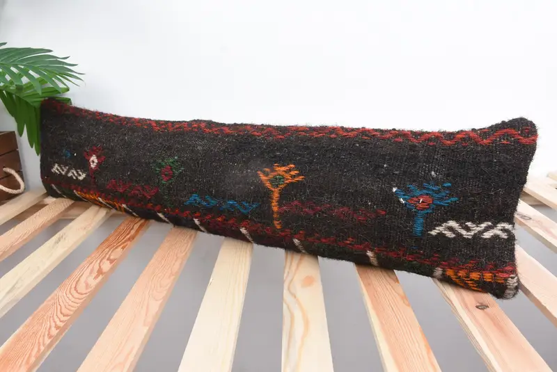 Christmas Cushion Cover, Antique Pillows, Pillow Case, Throw Kilim Pillow, Turkish Pillow, Cotton Pillow, 8x36 Brown Cushion Case - 5