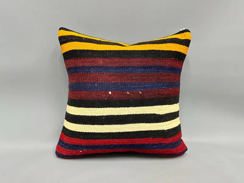 Throw Kilim Pillow, Pillow Cover, Gift Pillow, Bohemian Cushion Pillow, Pastel Pillow Cover, Pillow for Sofa, 18x18 Orange Pillow - 4