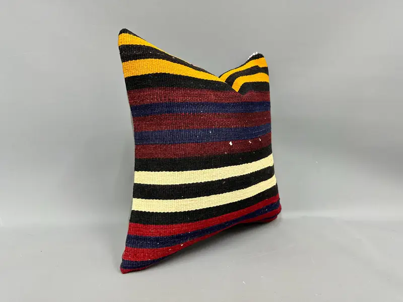 Throw Kilim Pillow, Pillow Cover, Gift Pillow, Bohemian Cushion Pillow, Pastel Pillow Cover, Pillow for Sofa, 18x18 Orange Pillow - 2