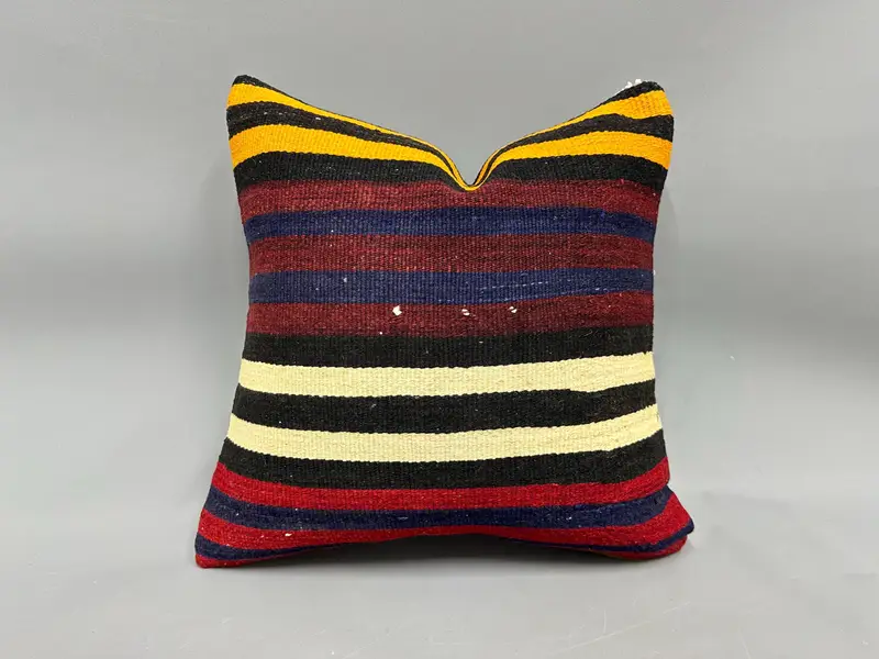 Throw Kilim Pillow, Pillow Cover, Gift Pillow, Bohemian Cushion Pillow, Pastel Pillow Cover, Pillow for Sofa, 18x18 Orange Pillow - 1