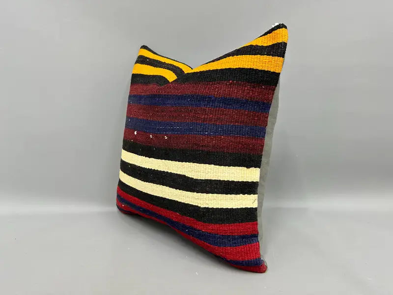 Throw Kilim Pillow, Pillow Cover, Gift Pillow, Bohemian Cushion Pillow, Pastel Pillow Cover, Pillow for Sofa, 18x18 Orange Pillow - 3