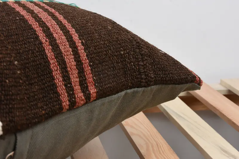 Cushion, Boho Pillow, Vintage Pillow, Living Room Throw Pillow Case, 20x20 Brown Pillow Sham, Living Room Throw Pillow Cover, Kilim Cushion Sham - 7