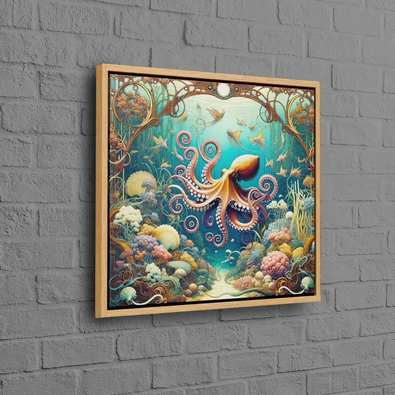 Lienzo moderno con paisaje marino submarino: arte moderno, elegante e impreso