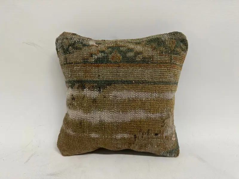 Cushion, Pillow for Couch, Pillow for Sofa, Kilim Cushion Sham, 12x12 Beige Cushion Case, Sustainable Pillow, Pattern Throw Pillow Cover - 1