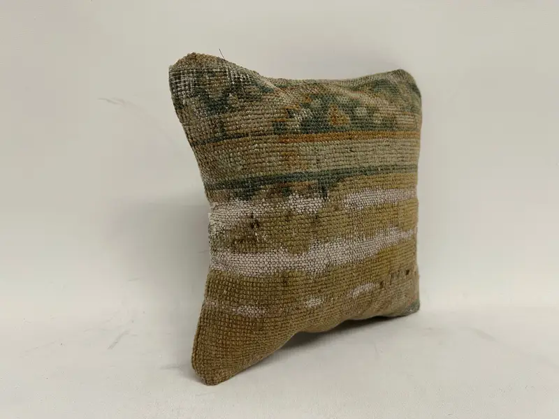 Cushion, Pillow for Couch, Pillow for Sofa, Kilim Cushion Sham, 12x12 Beige Cushion Case, Sustainable Pillow, Pattern Throw Pillow Cover - 3