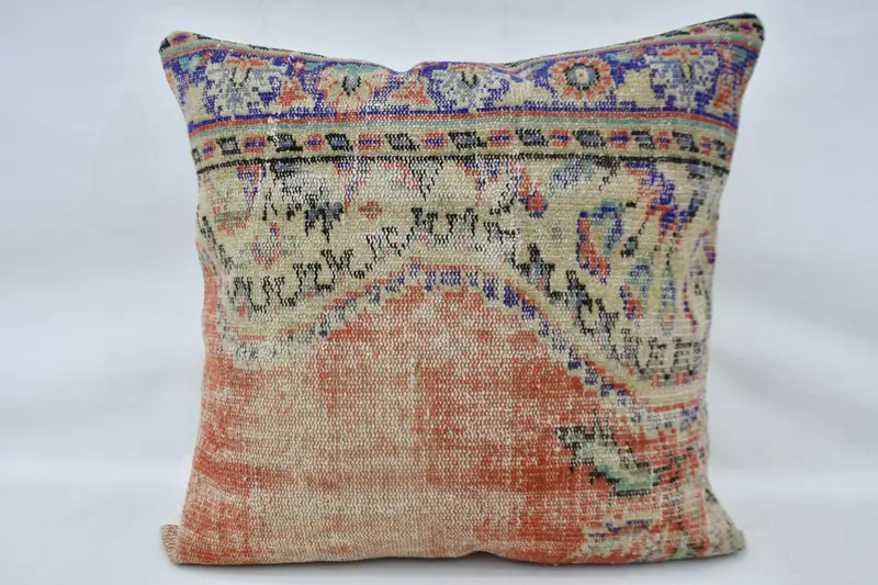 Pillow for Sofa, Vintage Pillow, Pillow, 32x32 Red Pillow Case, Aztec Pillow Cover, Handmade Rug Seat Cushion Case, Antique Pillows - 1