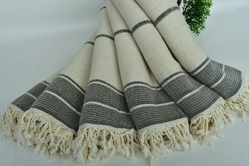 Regalo hecho a mano, toalla de yoga, juego de toallas turcas, regalo de la madre del novio, regalo de dama de honor personalizado, toalla a rayas de lino 70x36, toalla de playa - 4