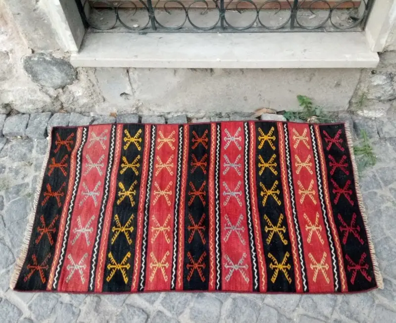 Kırmızı Oryantal Halı, 2,17x3,83 ft Zarif Dekor