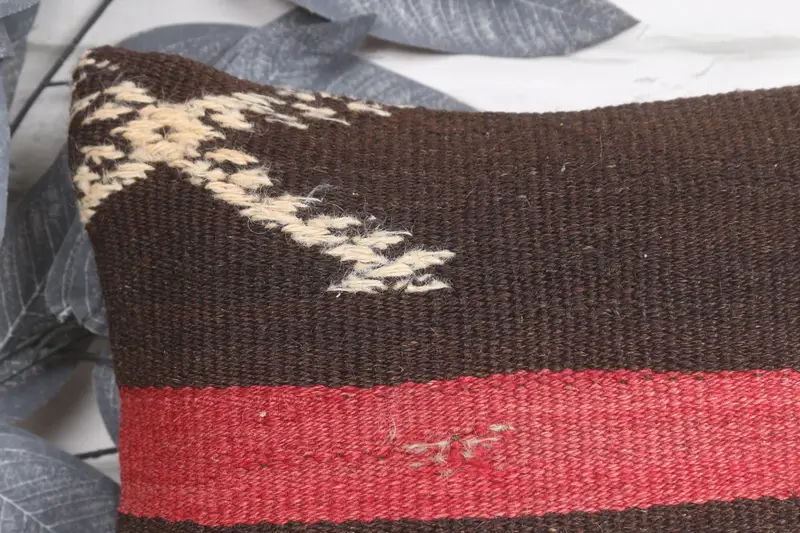 Cozy Throw Pillow Sham, 12x12 Brown Cushion Case, Ethnical Kilim Rug Pillow, Pillow for Couch, Vintage Kilim Pillow, Pillow Cover - 2