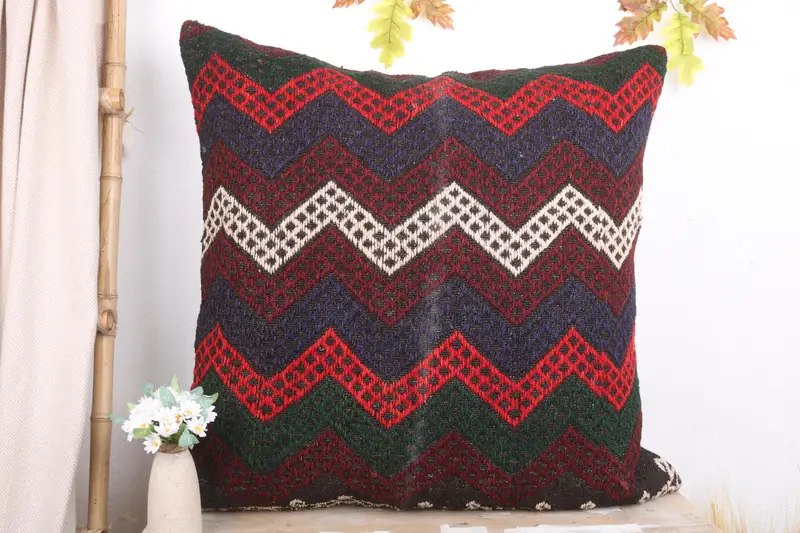 32x32 Green Pillow Cover, Cushion, Kilim Pillow, Authentic Cushion Case, Gift Pillow, Oriental Cushion, Vintage Kilim Throw Pillow - 2