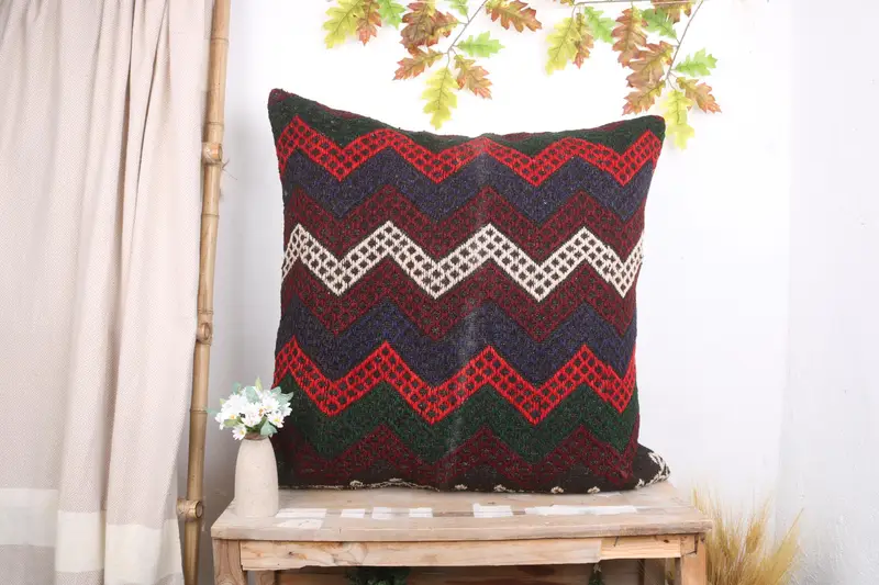 32x32 Green Pillow Cover, Cushion, Kilim Pillow, Authentic Cushion Case, Gift Pillow, Oriental Cushion, Vintage Kilim Throw Pillow - 1
