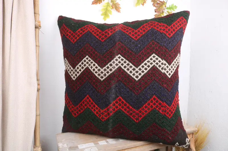 32x32 Green Pillow Cover, Cushion, Kilim Pillow, Authentic Cushion Case, Gift Pillow, Oriental Cushion, Vintage Kilim Throw Pillow - 4