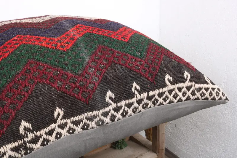 32x32 Green Pillow Cover, Cushion, Kilim Pillow, Authentic Cushion Case, Gift Pillow, Oriental Cushion, Vintage Kilim Throw Pillow - 6