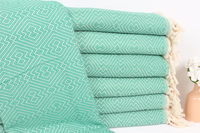 92x80 Cotton Diamond Towel, Turkish Beach Blanket, Gift For Boyfriend, Throw Blanket, Bridal Shower Gift, Throw Blanket Couch, Turkish Towel Blanket - 1