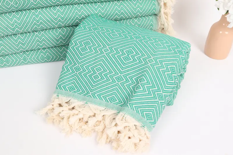 92x80 Cotton Diamond Towel, Turkish Beach Blanket, Gift For Boyfriend, Throw Blanket, Bridal Shower Gift, Throw Blanket Couch, Turkish Towel Blanket - 4