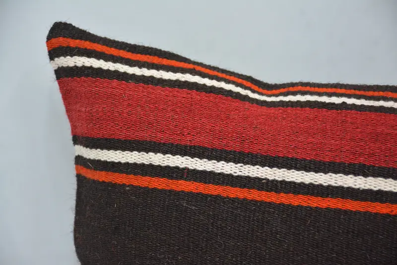 Kilim Rug Pillow Sham, Cushion Case, 12x24 Red Pillow, Kilim Cushion Sham, Home Decor Pillow, Turkish Bench Pillow Cover, Pillow for Sofa - 2