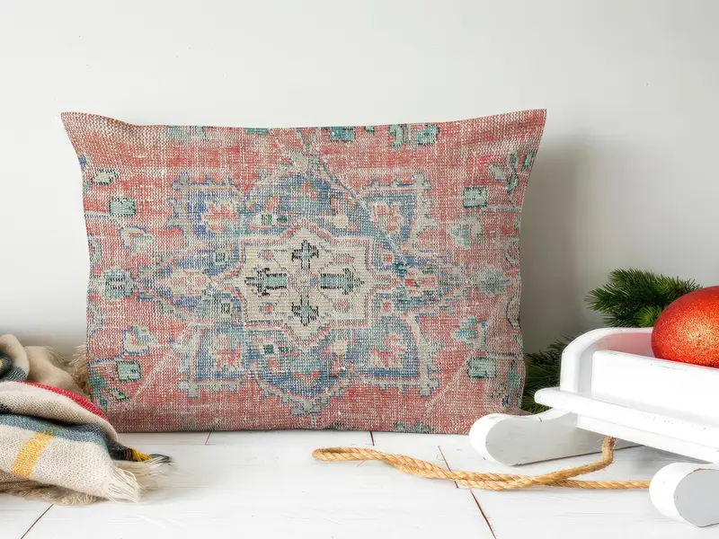 Handgefertigtes besticktes Blumen-Wurfkissen, vielseitiges Vintage-Kissen