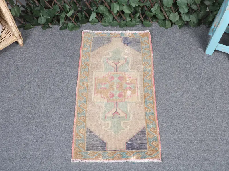 Green & Brown Polka Dot Rug, 1.4x2.6 ft Chic Decor