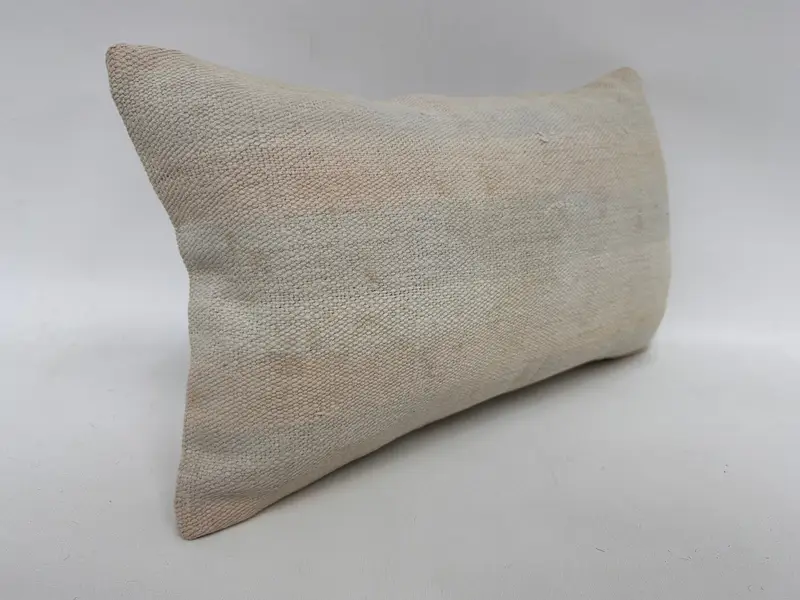 Boho Pillow Sham Cover, Ethnical Kilim Rug Pillow, Vintage Kilim Throw Pillow, Cushion, 12x20 White Pillow Cover, Cotton Cushion Cover - 3