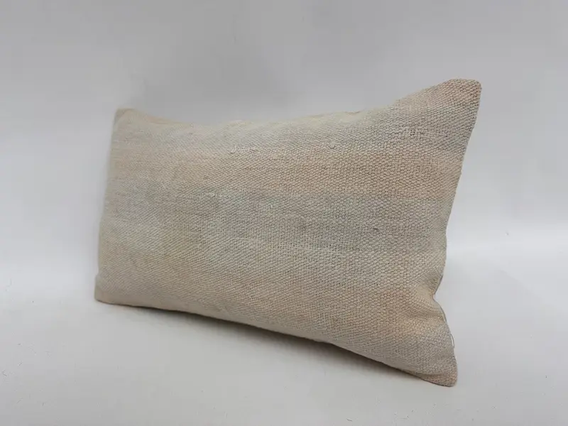 Boho Pillow Sham Cover, Ethnical Kilim Rug Pillow, Vintage Kilim Throw Pillow, Cushion, 12x20 White Pillow Cover, Cotton Cushion Cover - 4