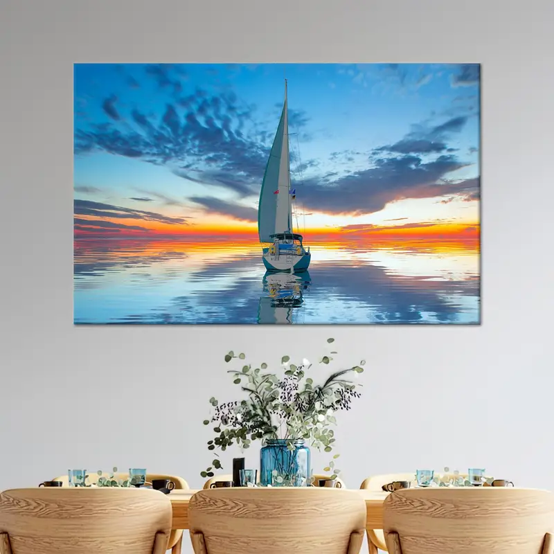 Sunset Sailboat Seascape Canvas Print - Elegant Wall Art